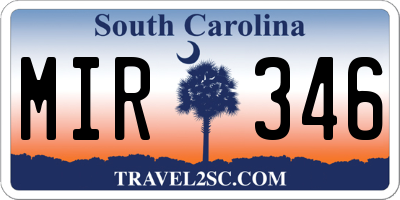 SC license plate MIR346