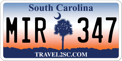 SC license plate MIR347
