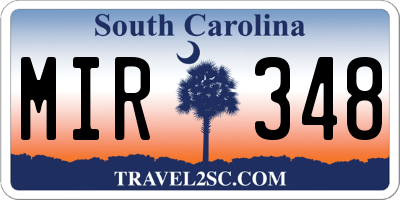 SC license plate MIR348