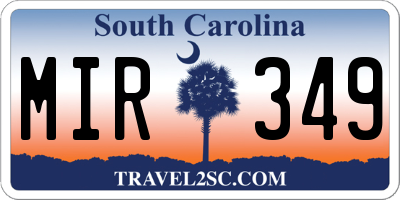 SC license plate MIR349