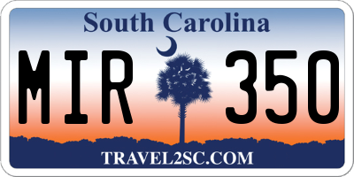 SC license plate MIR350
