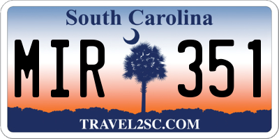 SC license plate MIR351
