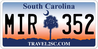 SC license plate MIR352
