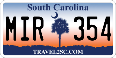 SC license plate MIR354