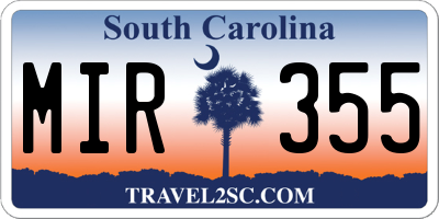 SC license plate MIR355