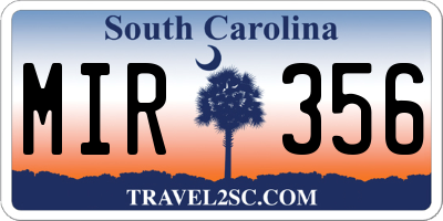 SC license plate MIR356