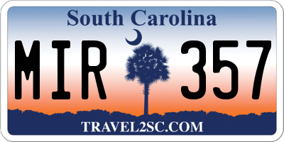 SC license plate MIR357