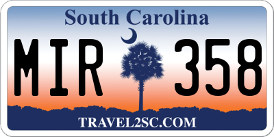 SC license plate MIR358