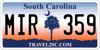 SC license plate MIR359