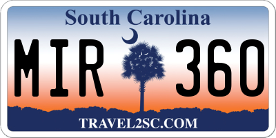 SC license plate MIR360