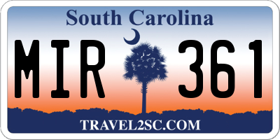 SC license plate MIR361