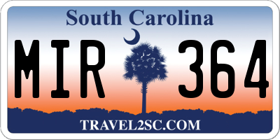 SC license plate MIR364