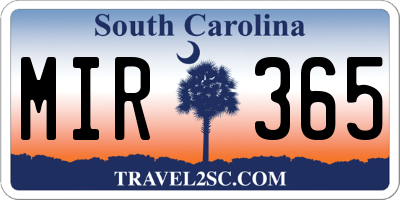SC license plate MIR365