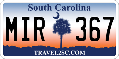SC license plate MIR367