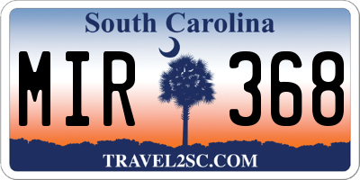 SC license plate MIR368