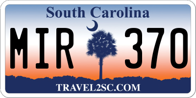 SC license plate MIR370