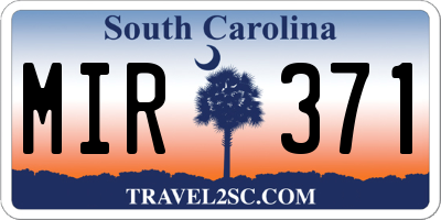 SC license plate MIR371