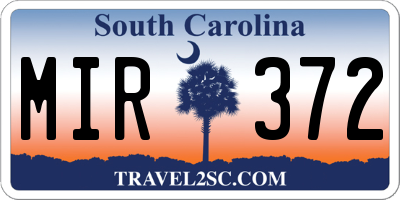 SC license plate MIR372