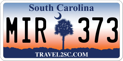 SC license plate MIR373