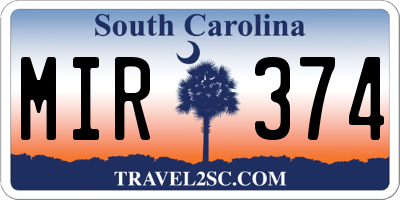 SC license plate MIR374