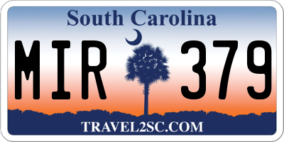SC license plate MIR379