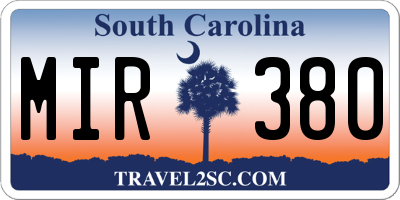 SC license plate MIR380