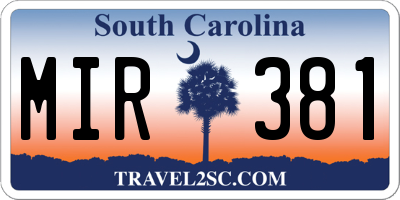 SC license plate MIR381