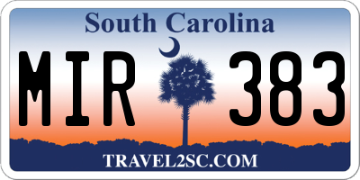 SC license plate MIR383
