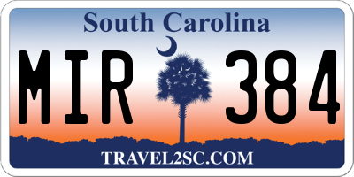 SC license plate MIR384