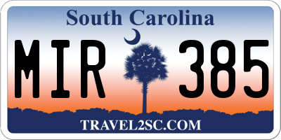 SC license plate MIR385