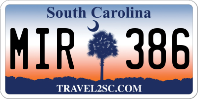 SC license plate MIR386