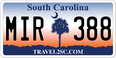 SC license plate MIR388