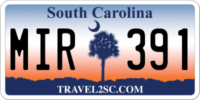 SC license plate MIR391