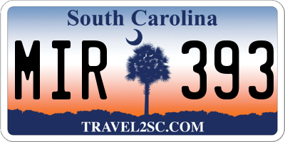 SC license plate MIR393