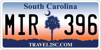 SC license plate MIR396