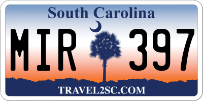 SC license plate MIR397