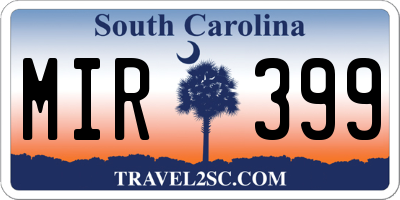 SC license plate MIR399
