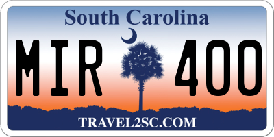 SC license plate MIR400
