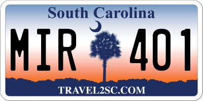 SC license plate MIR401
