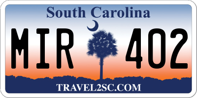 SC license plate MIR402
