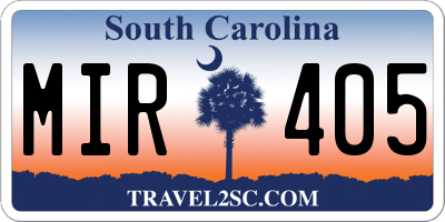 SC license plate MIR405