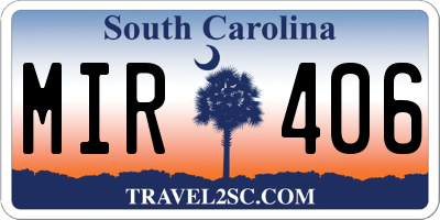 SC license plate MIR406