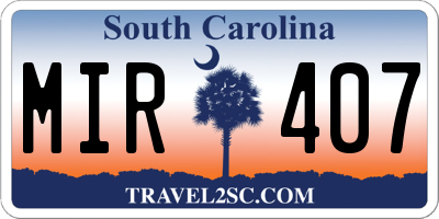 SC license plate MIR407