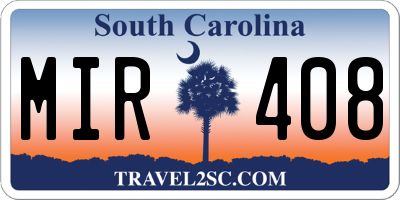 SC license plate MIR408