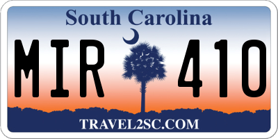 SC license plate MIR410