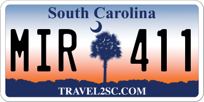 SC license plate MIR411