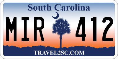 SC license plate MIR412