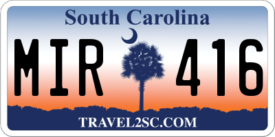 SC license plate MIR416