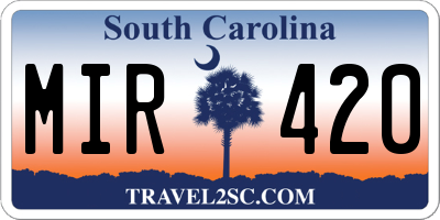 SC license plate MIR420