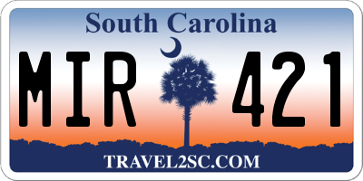 SC license plate MIR421